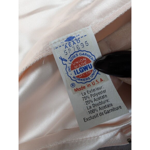 Vintage FLIRTATIONS 80s Prom Dress M Pink Satin Lace Strapless Union ILGWU USA - Picture 4 of 13